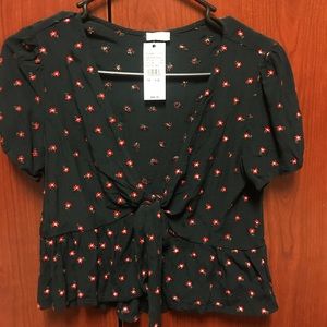 Red flowered crop top